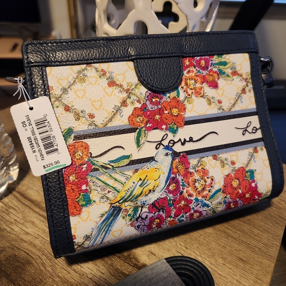 Brighton navy floral FASHION GARDEN SMALL SHOULDER BAG crossbody purse MINI - Picture 4 of 6